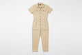￼ Button Up Short sleeve Utility Denim Jumpsuit